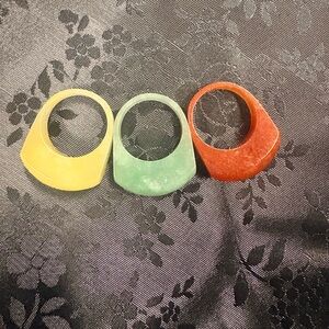 Set of Three Jade Saddle Rings